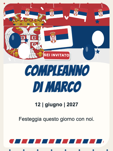 Invito digitale di compleanno: Serbia