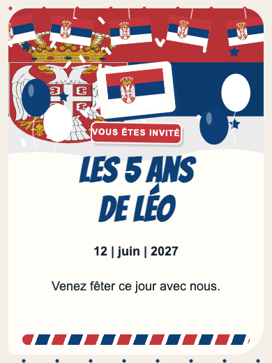 Invitation d’anniversaire numérique: Serbie
