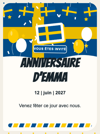 Invitation d’anniversaire numérique: Suède