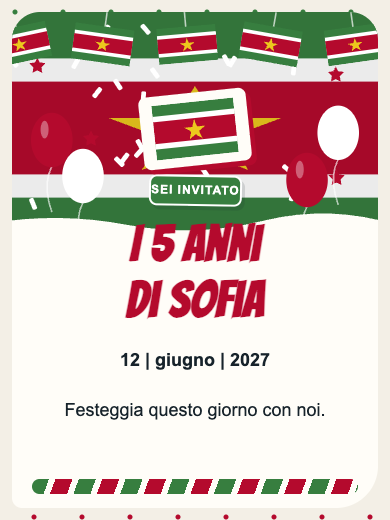 Invito digitale di compleanno: Suriname