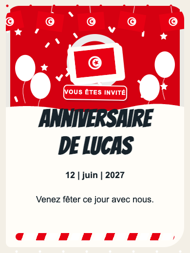 Invitation d’anniversaire numérique: Tunisie