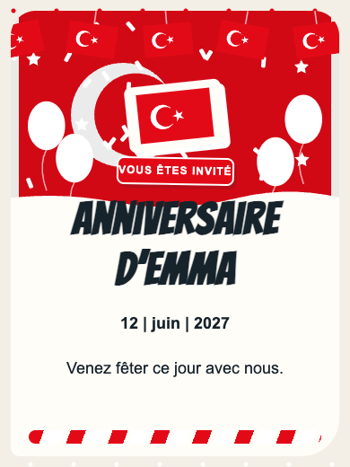 Invitation d’anniversaire numérique: Turquie