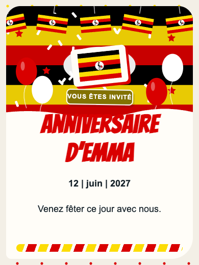 Invitation d’anniversaire numérique: Ouganda