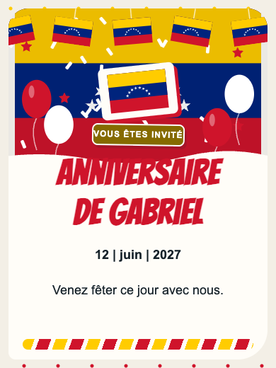 Invitation d’anniversaire numérique: Venezuela