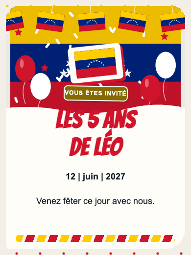 Invitation d’anniversaire numérique: Venezuela