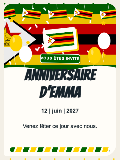 Invitation d’anniversaire numérique: Zimbabwe