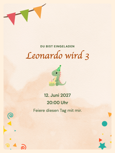 Digitale Geburtstagseinladung: Dinosaurierparty