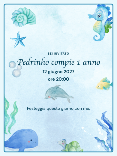 Invito digitale di compleanno: Fondali marini blu