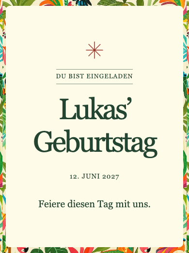 Digitale Einladung zum Hochzeitstag: Brasilianisch-tropisch